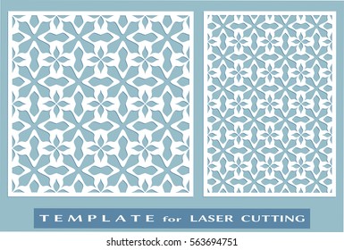Abstract cutout panels set for laser cutting. Vector openwork filigree template for wedding invitation, greeting card, envelope. Interior decorative element with lace ornament