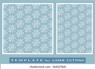 Abstract cutout panels set for laser cutting. Vector openwork filigree template for wedding invitation, greeting card, envelope. Interior decorative element with lace ornament