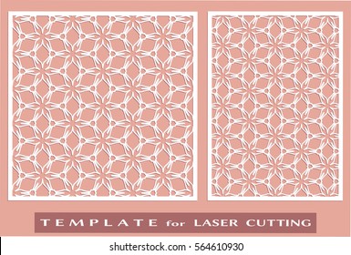Abstract cutout panels set for laser cutting. Vector openwork filigree template for wedding invitation, greeting card, envelope. Interior decorative element with lace ornament