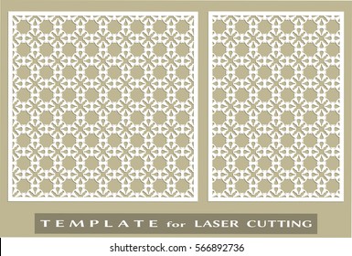 Abstract cutout panels set for laser cutting. Vector openwork filigree template for wedding invitation, greeting card, envelope. Interior decorative element with lace ornament