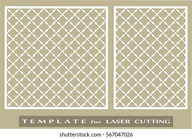 Abstract cutout panels set for laser cutting. Vector openwork filigree template for wedding invitation, greeting card, envelope. Interior decorative element with lace ornament
