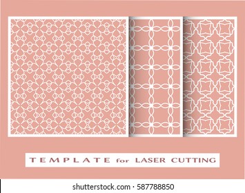 Abstract cutout panels set for laser cutting. Vector openwork filigree template for wedding invitation, greeting card, envelope. Interior decorative element with lace ornament