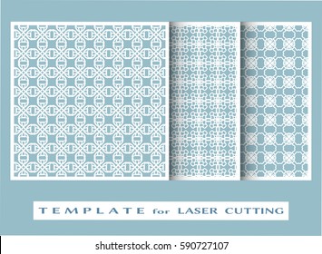 Abstract cutout panels set for laser cutting. Vector openwork filigree template for wedding invitation, greeting card, envelope. Interior decorative element with lace ornament