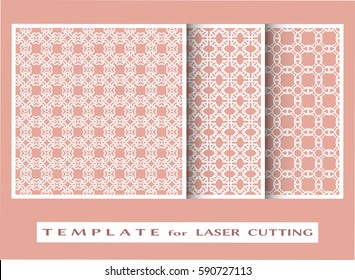 Abstract cutout panels set for laser cutting. Vector openwork filigree template for wedding invitation, greeting card, envelope. Interior decorative element with lace ornament