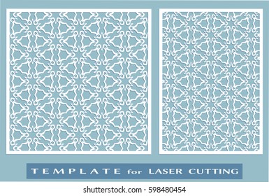 Abstract cutout panels set for laser cutting. Vector openwork filigree template for wedding invitation, greeting card, envelope. Interior decorative element with lace ornament