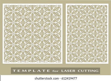 Abstract cutout panels set for laser cutting. Vector openwork filigree template for wedding invitation, greeting card, envelope. Interior decorative element with lace ornament