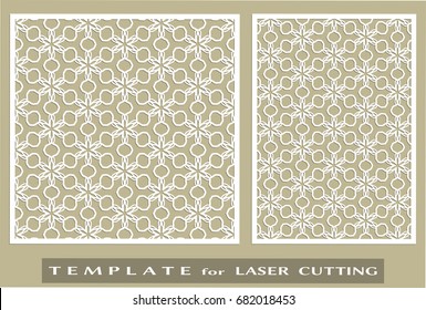Abstract cutout panels set for laser cutting. Vector openwork filigree template for wedding invitation, greeting card, envelope. Interior decorative element with lace ornament