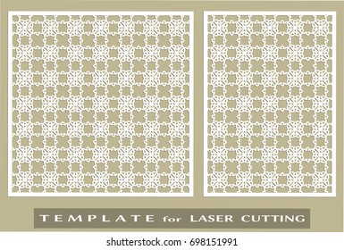 Abstract cutout panels set for laser cutting. Vector openwork filigree template for wedding invitation, greeting card, envelope. Interior decorative element with lace ornament