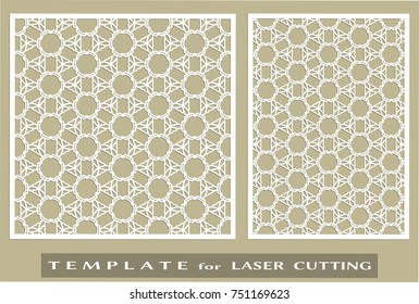 Abstract cutout panels set for laser cutting. Vector openwork filigree template for wedding invitation, greeting card, envelope. Interior decorative element with lace ornament