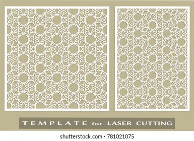 Abstract cutout panels set for laser cutting. Vector openwork filigree template for wedding invitation, greeting card, envelope. Interior decorative element with lace ornament