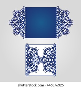 Abstract cutout template. Lazercut vector wedding invitation. 
