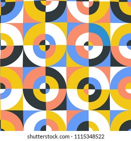 Abstract cutted circles by square seamless pattern.