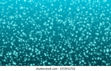 Abstract cyan background filled with shining circles in various sizes and shades. Vector shapes 