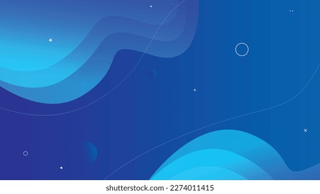 Abstract cyan and blue color gradient geometric shapes vector wave design eps background.