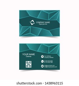 Abstract cyan business card template. Vector illustration.
