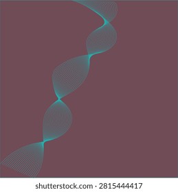 Abstract Cyan DNA Helix Wave Lines on Mauve Background

