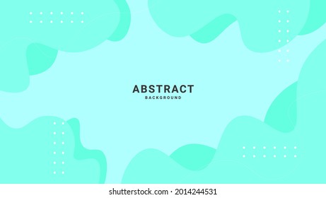 Abstract Cyan Flat Liquid Shapes Background. Good For Frame, Motion, Banner Or Presentation.