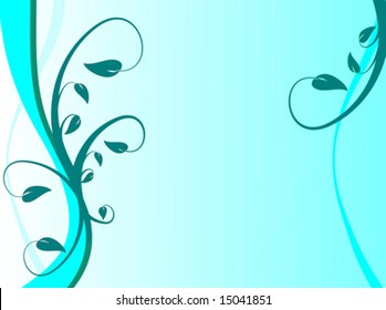 Eine abstrakte türkisblütige Hintergrund-Vektorgrafik mit einem horizontalen Blumendesign in dunkleren Blautönen mit Platz für Text