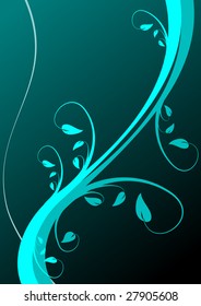 An abstract cyan floral vector background with room for text