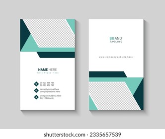 Abstract cyan geometric business card design 