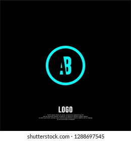 abstract cyan geometric elegant circle AB logo letters design concept