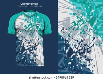 abstract cyan grunge t shirt mockup sport jersey design for football soccer, racing, e sports, running design kit