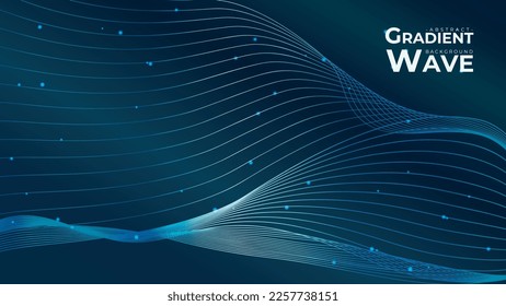 Abstract Cyan Line Navy Background - Landscape Water Wave Flow Sport Vector Gradient Element