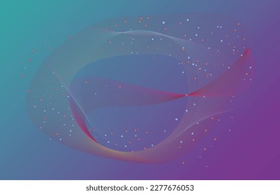 Abstract Cyan And Purple Technology Gradient Lines Background With Stars