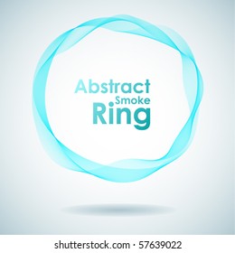 Abstract cyan smoke ring design element.