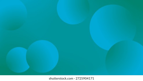 Abstract Cyan Teal Gradient background with circles Bubbles for Copy Space