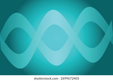 Abstraktes, einer DNA-Helix ähnelndes Cyan-Wellenmuster auf dunklem Hintergrund, das Wissenschaft und Technologie vermittelt.