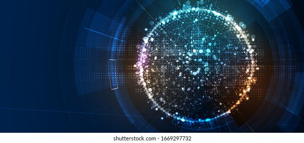 Abstrakter Cyberhintergrund. Futuristische Technologie-Schnittstelle mit geometrischen Formen