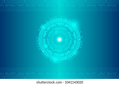 Abstract cyber background with a glow and ornamentation from above and from below. Minimalistic, vector.