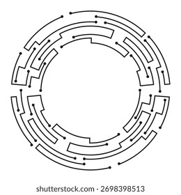 Abstrakter Cyberkreis mit komplexen Schaltkreismustern, ideal für moderne technische Designs und Schnittstellen.