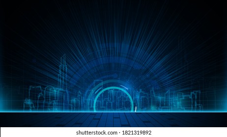 abstract cyber city technology innovation concept design background eps 10 vector