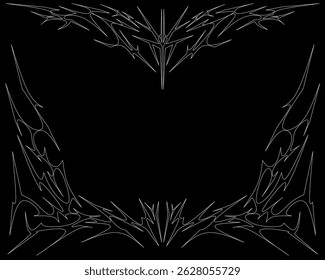 Abstract Cyber frame, neo tribal style in sharp, symmetrical shapes vector design isolation