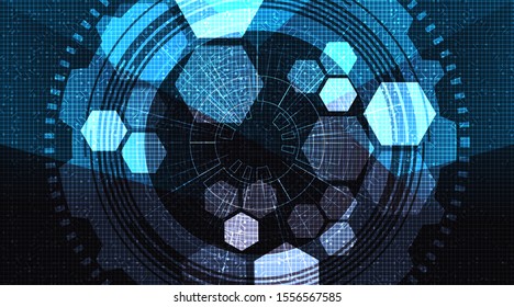 Abstract Cyber Hi-tech Eye Technology Background,Camera Security and Robot Concept design,Vector Illustration.