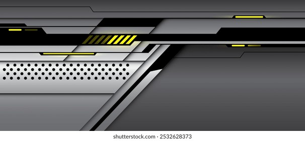Abstract cyber monday technology futuristic metal black line yellow light power circle mesh geometric design creative background vector illustration.