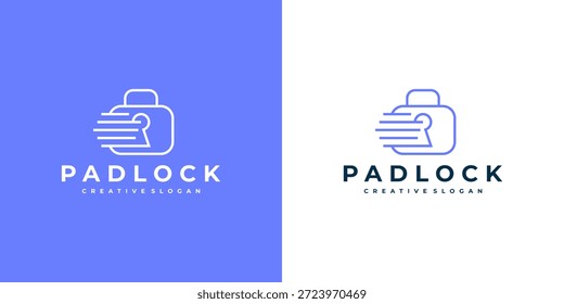 Logotipo de candado de ​​seguridad cibernética Abstractas con moderno Vector de símbolos de ​​Tecnología de velocidad digital