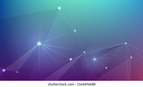 Abstract cyber plexus space. Concept of network links. Geometrical grid with points connected by lines. DIgital background, vector illustration. Symbols of the Internet, business communications.