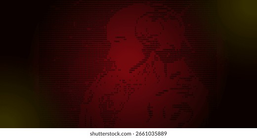 Segurança cibernética abstrata. Ataque de hacking de código binário ou violação de dados em fundo vermelho.