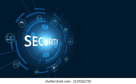 Abstract Cyber Security Concept Protect network, device, program and data from attacks, Network security, Application, Data security, Cloud.