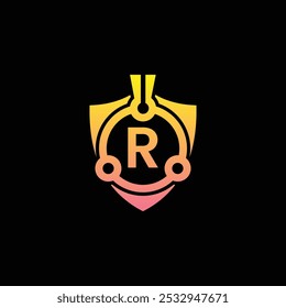Abstrato Cyber Security Logo Com A Letra R