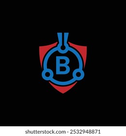 Logotipo Abstractas de seguridad cibernética con letra B