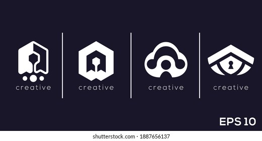 Abstract cyber security logotype. Creative vector based icon template.