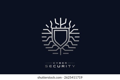 Abstract Cyber Security Shield Logo Design For Technology Business
