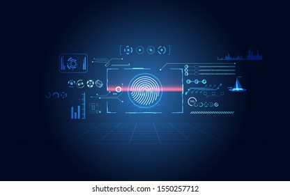 	
abstract cyber security ui futuristic concept hud interface hologram elements of digital data chart, communication, computing and circle percent vitality innovation on hi tech future background