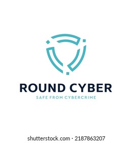Abstract cyber shield logo for business technology company