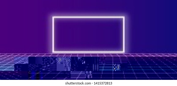 Abstract cyberpunk background with diffusion gradients. Modern techno backdrop with glitch effect. Vector illustration of a distorted surface.