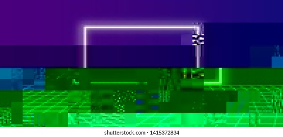 Abstract cyberpunk background with diffusion gradients. Modern techno backdrop with glitch effect. Vector illustration of a distorted surface.